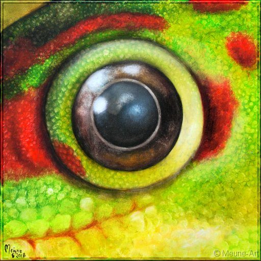 Augenblick eines Madagaskar-Taggeckos Acryl auf Leinwand;
30 x 30 cm